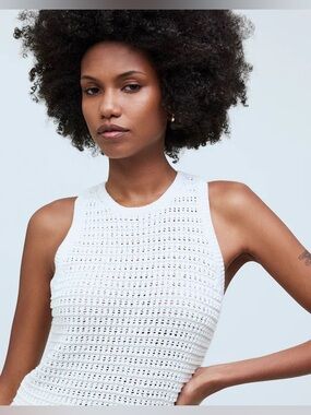 NWT Madewell Cotton Cream Sleeveless Crochet Knit Sweater Tank Vest S